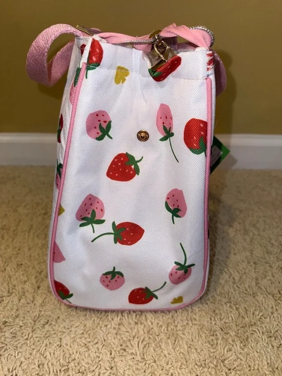 kate spade Strawberry Print Lunch Bag in Pink, Red & Green - Picture 6 of 13